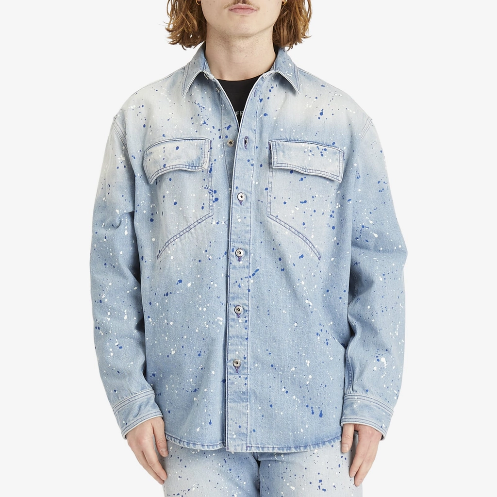 Off White Men's Paint Den Military Shirt Navy Blue